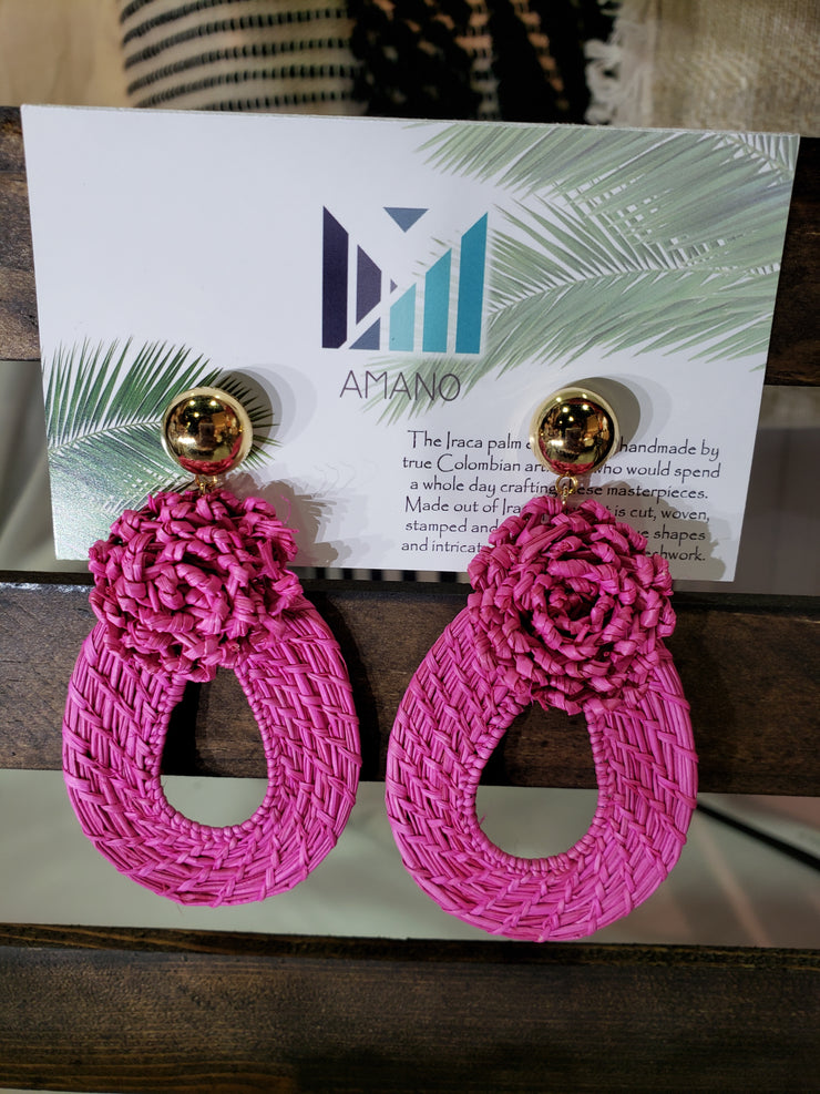 Nadia - Iraca Palm Leaf Handwoven Earrings Wholesale