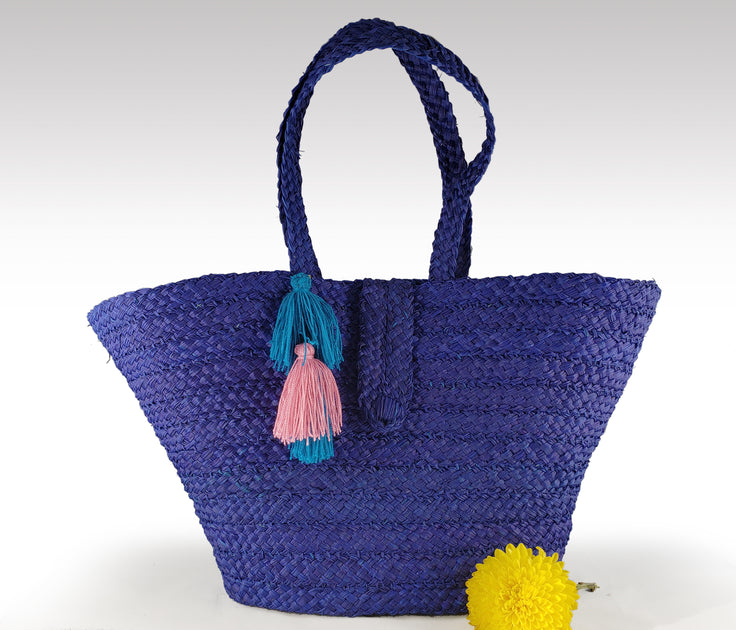 Heart Basket Bag Pink - Straw Bag - Iraca Palm Handbag, Top Handle Purse