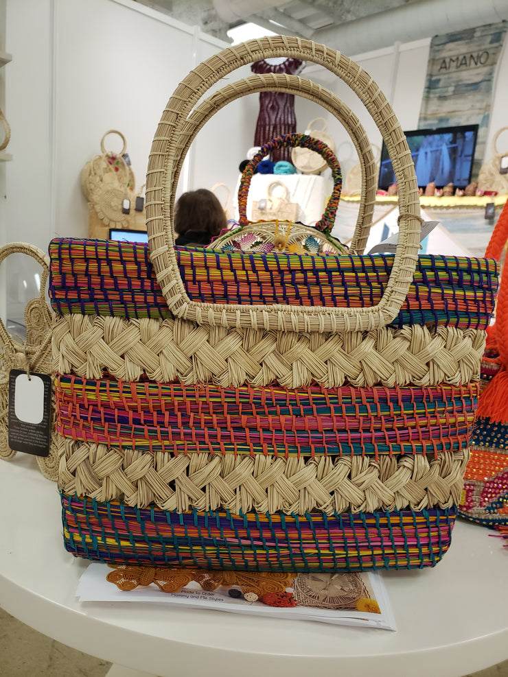 Ellie - Rectangle Iraca Palm Authentic Handmade Handbag Wholesale