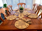 Round Solid Iraca Palm Placemats with Coasters Wholesale