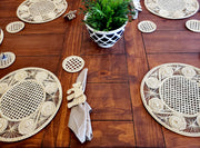 Round Solid Iraca Palm Placemats with Coasters