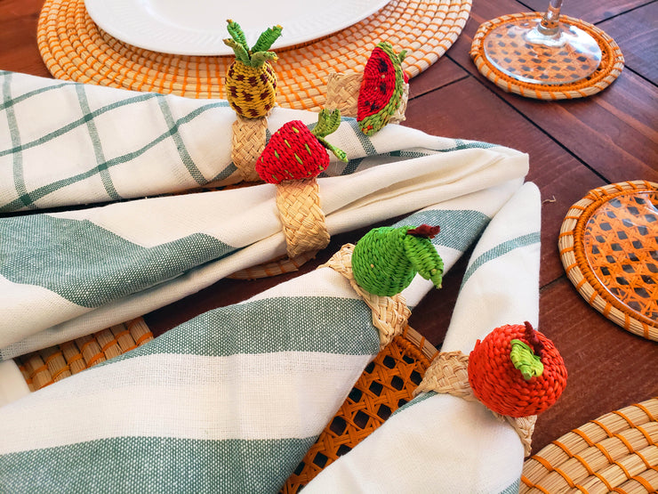 Tropical Fruits Iraca Handmade Colorful Napkin Rings