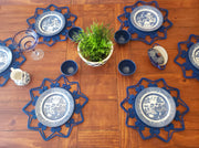 Blue Star Iraca Palm Woven Placemats with Coasters