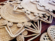 Natural Star Iraca Palm Woven Placemats with Coasters Wholesale