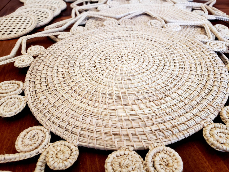 Natural Star Iraca Palm Woven Placemats with Coasters Wholesale