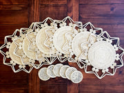 Natural Star Iraca Palm Woven Placemats with Coasters