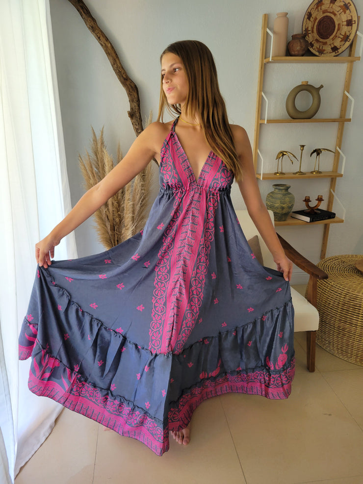 Maxi Flowy Halter Top Backless Dress Wholesale