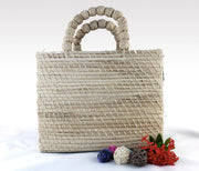 Anabelle - Iraca Palm Authentic Handmade Handbag with tan handle