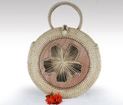 Deborah -  Iraca Palm Handmade Bag with wooden accent Wholesale