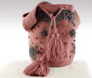 Franchesca - Wayuu Mochila with pearls, embroidered and sequins accents