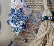 La Azulada - Wayuu Mochila with pearls, embroidered and sequins accents Wholesale