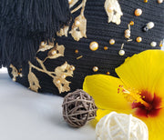 La Negra - Black Wayuu Mochila with pearl and embroidered accents Wholesale