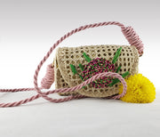 Masiel - Iraca Palm Authentic Handmade Handbag with Flower Accent and Rope Handle Wholesale
