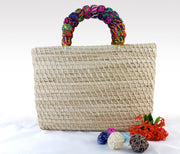 Roberta - Iraca Palm Authentic Handmade Handbag with multicolored handle Wholesale