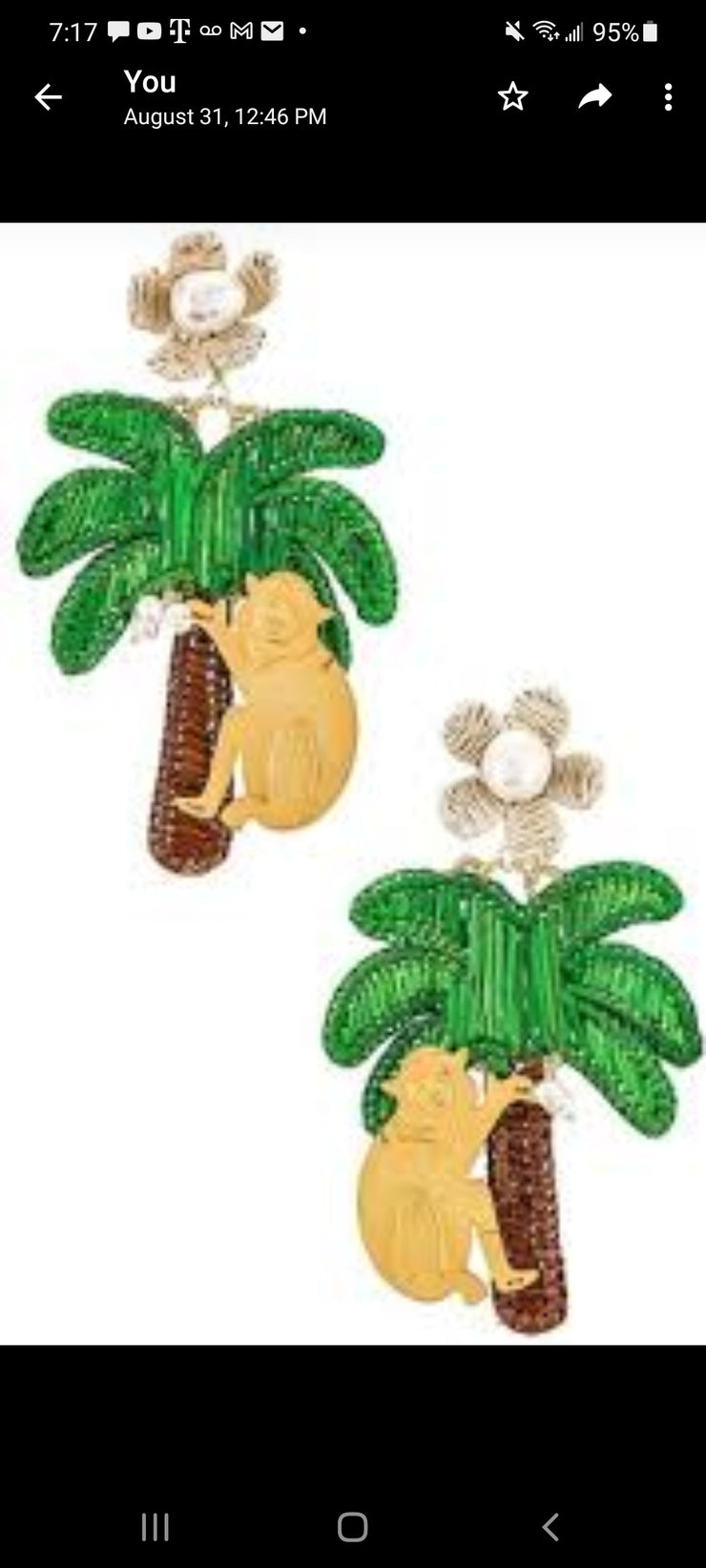 Monkey palm earrings wholesale
