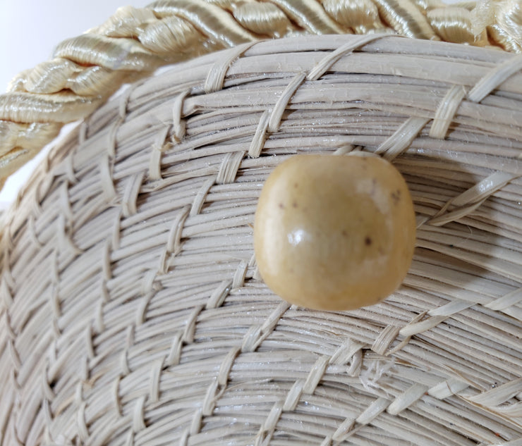 Alejandra - Iraca Palm Authentic Handmade Round Handbag with pearl accents Wholesale