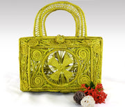 Ivania Yellow Iraca Palm Handmade Geometric Bag