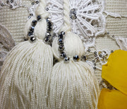 La Blanca - Wayuu Mochila with pearl and embroidered accents