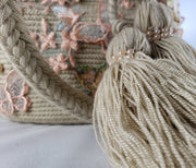 La Bonita - Wayuu Mochila with pearls, embroidered butterfly accents Wholesale