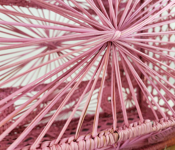 Sofia -  Pink Iraca Palm Handmade Geometric Bag