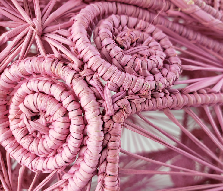 Sofia -  Pink Iraca Palm Handmade Geometric Bag Wholesale